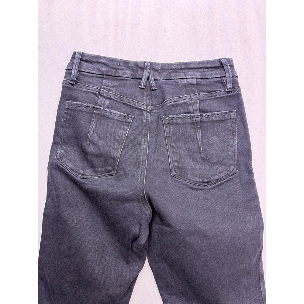 Good American Good Legs Crop Mini Boot Jeans Womens 4/27 Black Button Fly Frayed - Picture 10 of 10